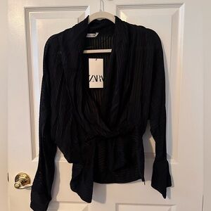 Zara Black Wrap Blouse